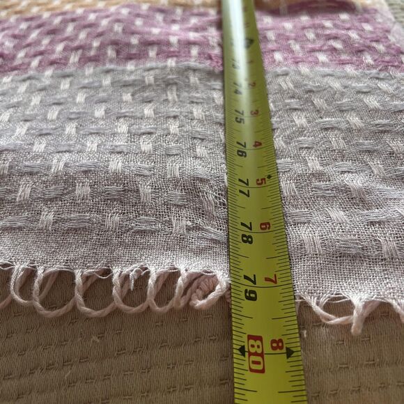 Pastel Pink Scarf Womens Large Lightweight Shawl Fringe Color Block Wrap 80in - Picture 8 of 8